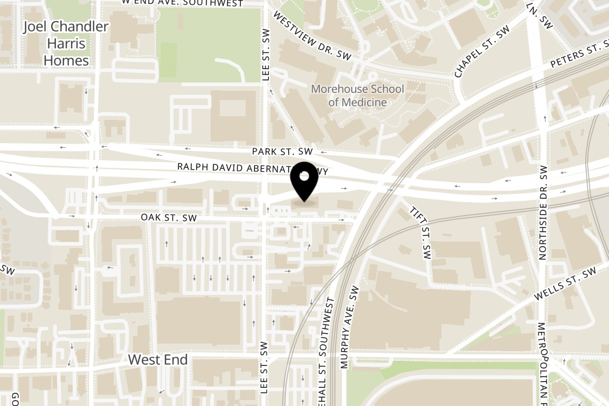 Map showing the location of Tacos Acapulco on 777 Oak St SW in Atlanta